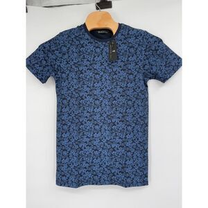 American Tall For Men Paisley Blue Short Sleeve Stretch Shirt NWT Sz‎ S